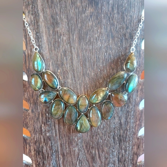 Huge Flash Labradorite Statement Necklace